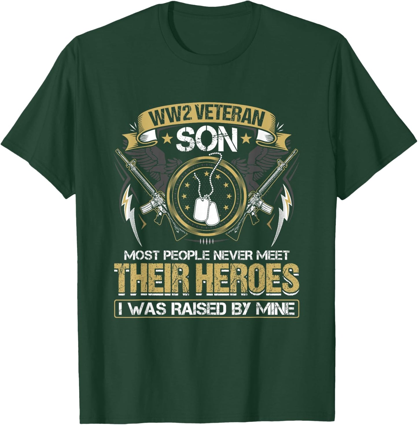 Proud World War 2 Veteran Son Military WW 2 Veterans Family T-Shirt - T-Shirt | Forest