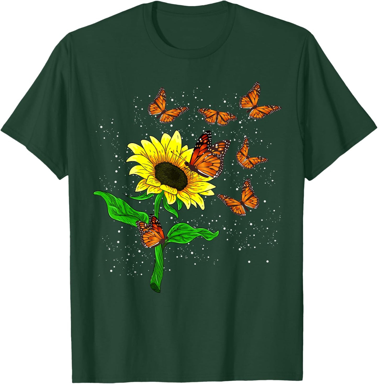 Nature Yellow Flower Blossom Butterfly Floral Sunflower T-Shirt - T-Shirt | Forest