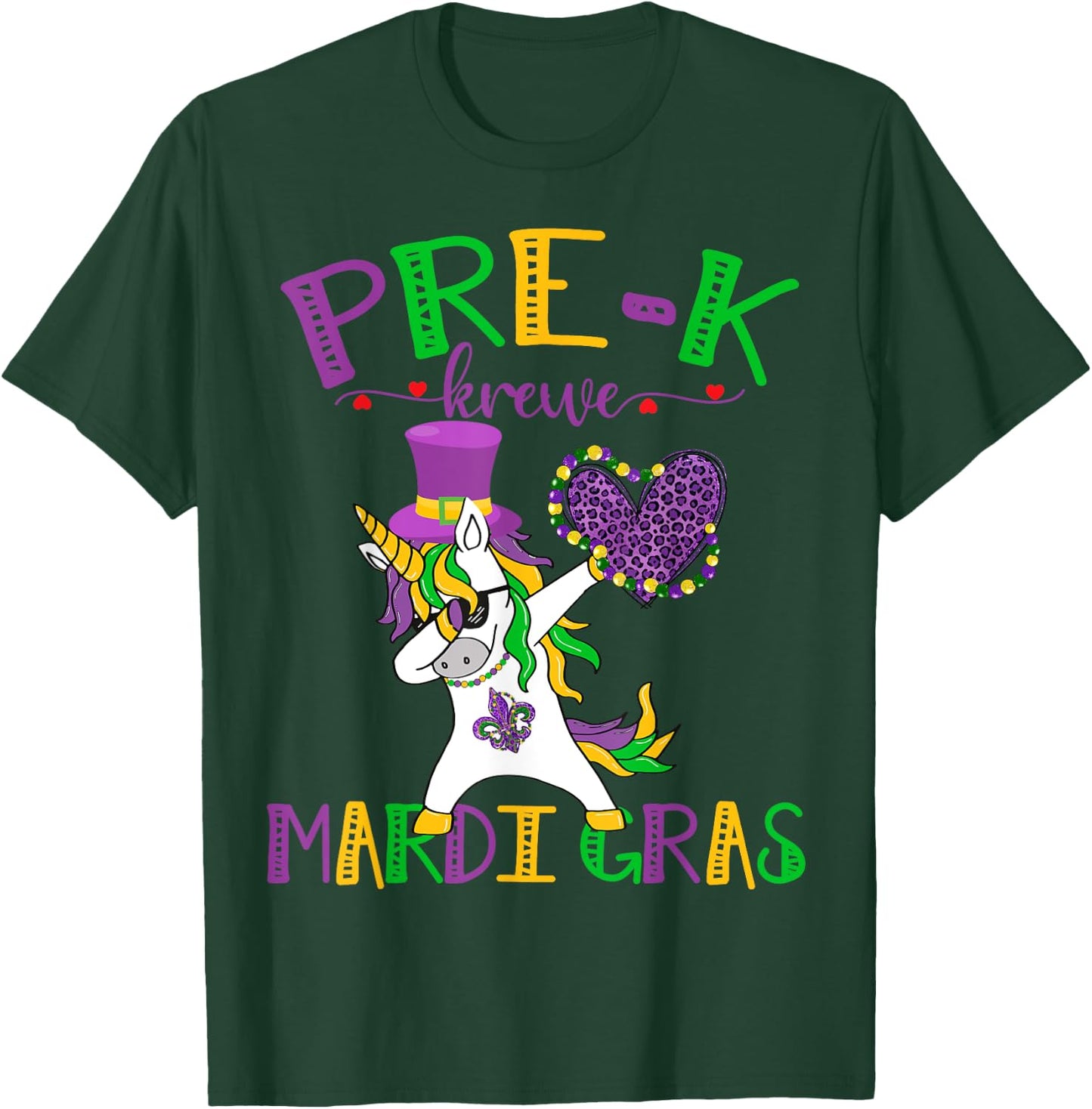 Pre-K Mardigras Unicorn Pre-K Krewe Unicorn Lover T-Shirt - T-Shirt | Forest