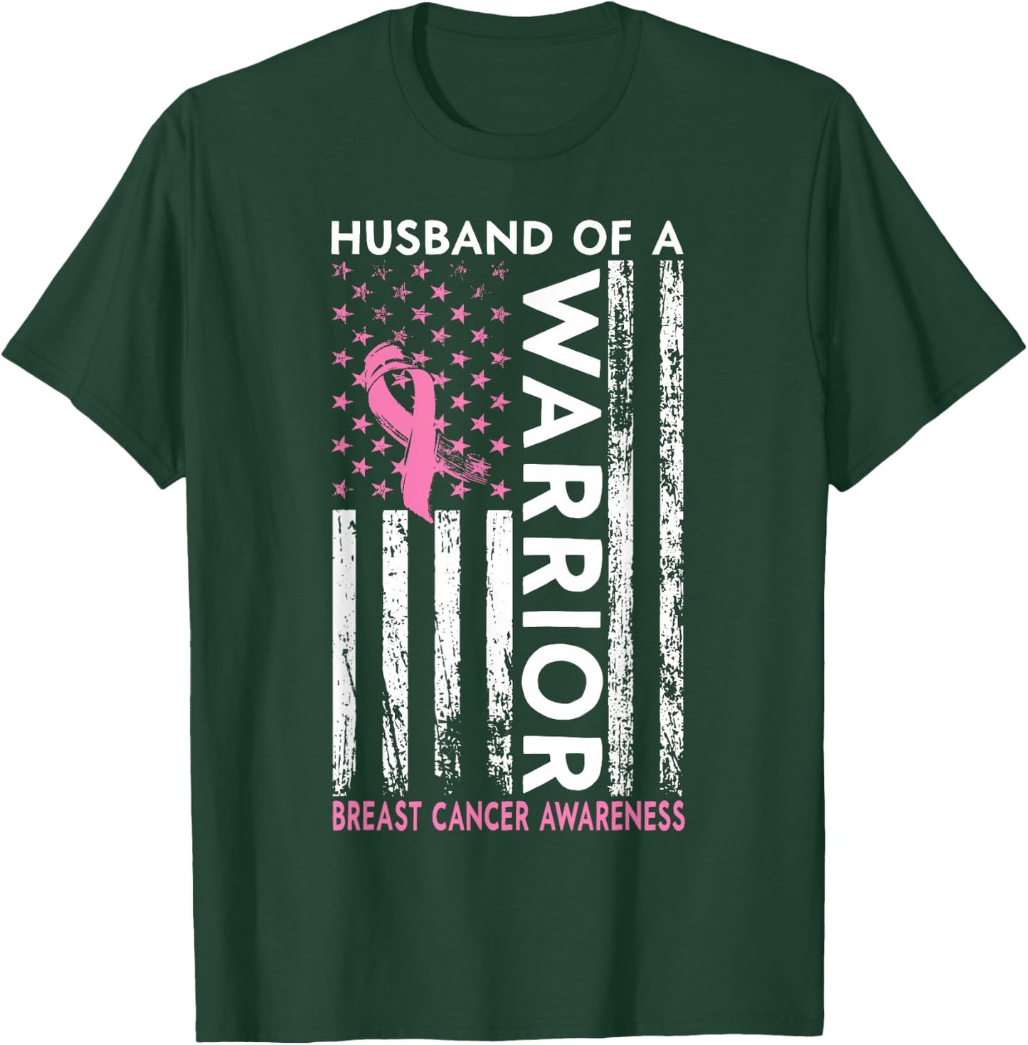 Husband Of A Warrior Breast Cancer Awareness T-Shirt - T-Shirt | Forest