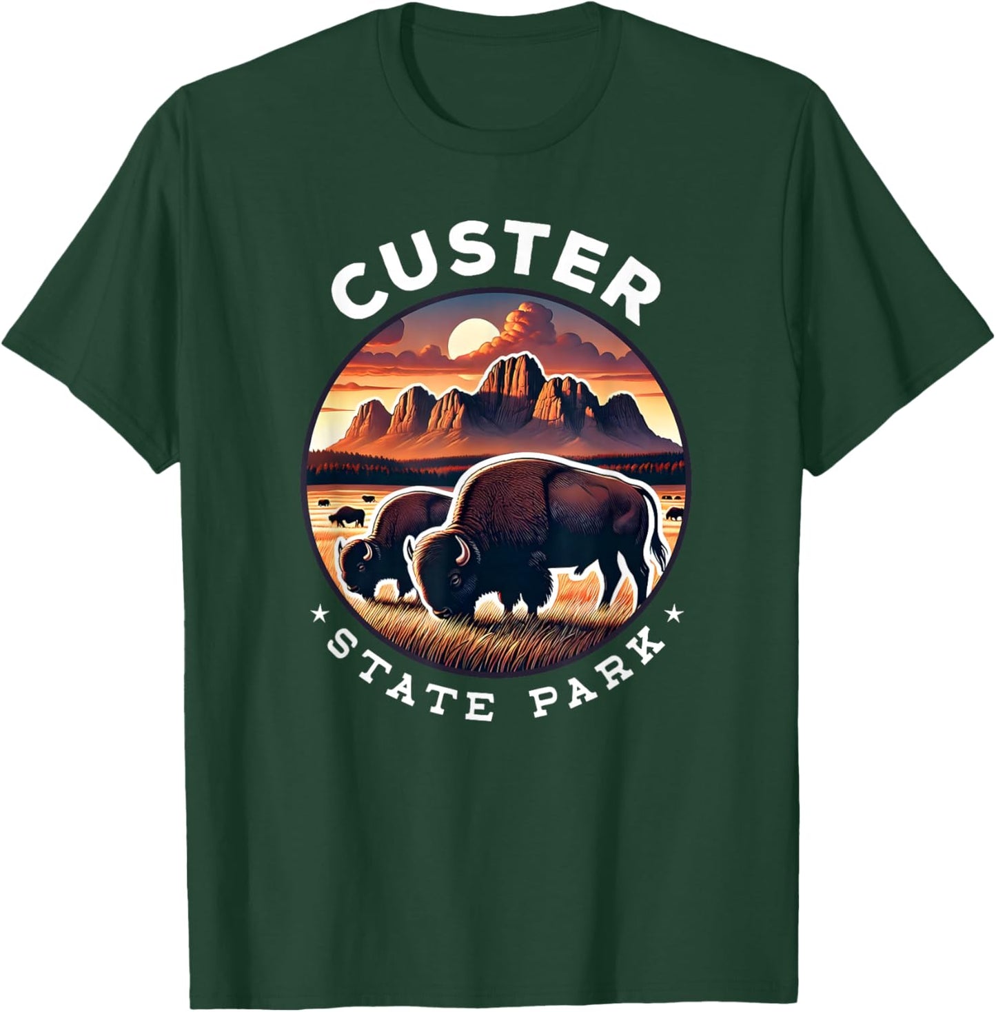 Custer Hiking Souvenir, Custer State Park, Bisons Herd T-Shirt - T-Shirt | Forest