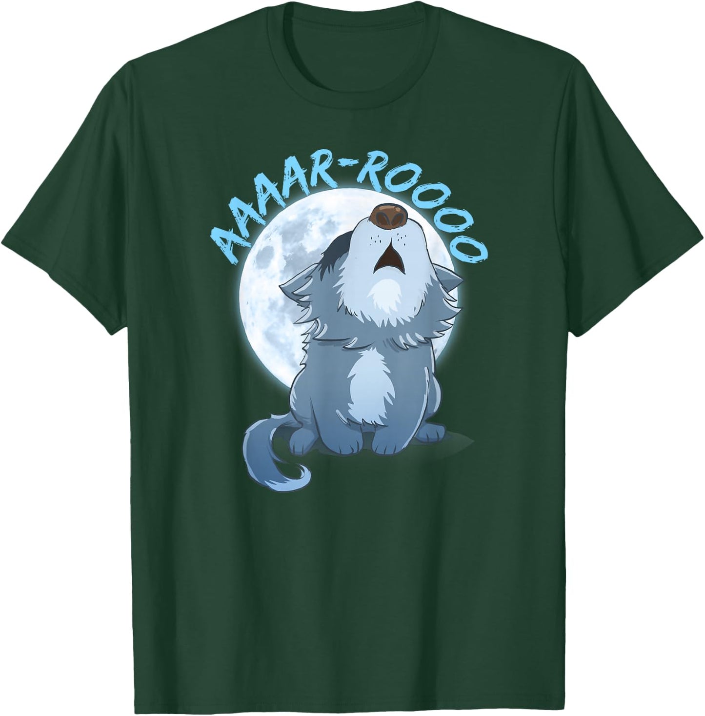 Howling Wolf Puppy Full Moon Gift Graphic T T-Shirt - T-Shirt | Forest