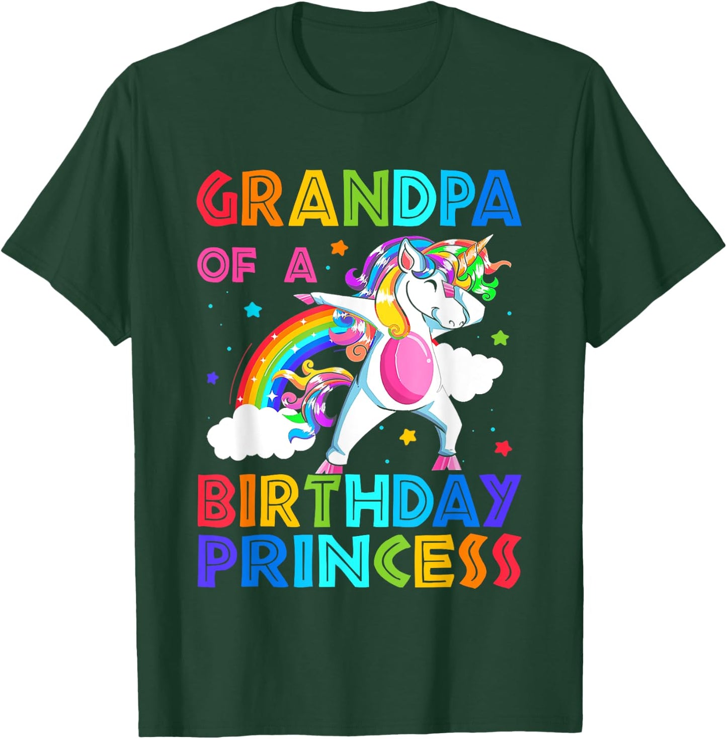 Grandpa Of The Birthday Princess Unicorn Rainbow Gifts T-Shirt - T-Shirt | Forest