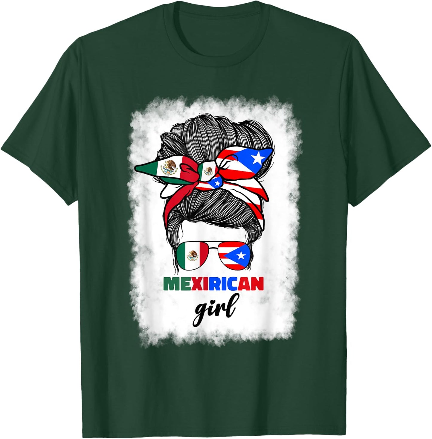 Mexirican Girl Mix Half Mexican And Puerto Rican Rico Flag T-Shirt - T-Shirt | Forest