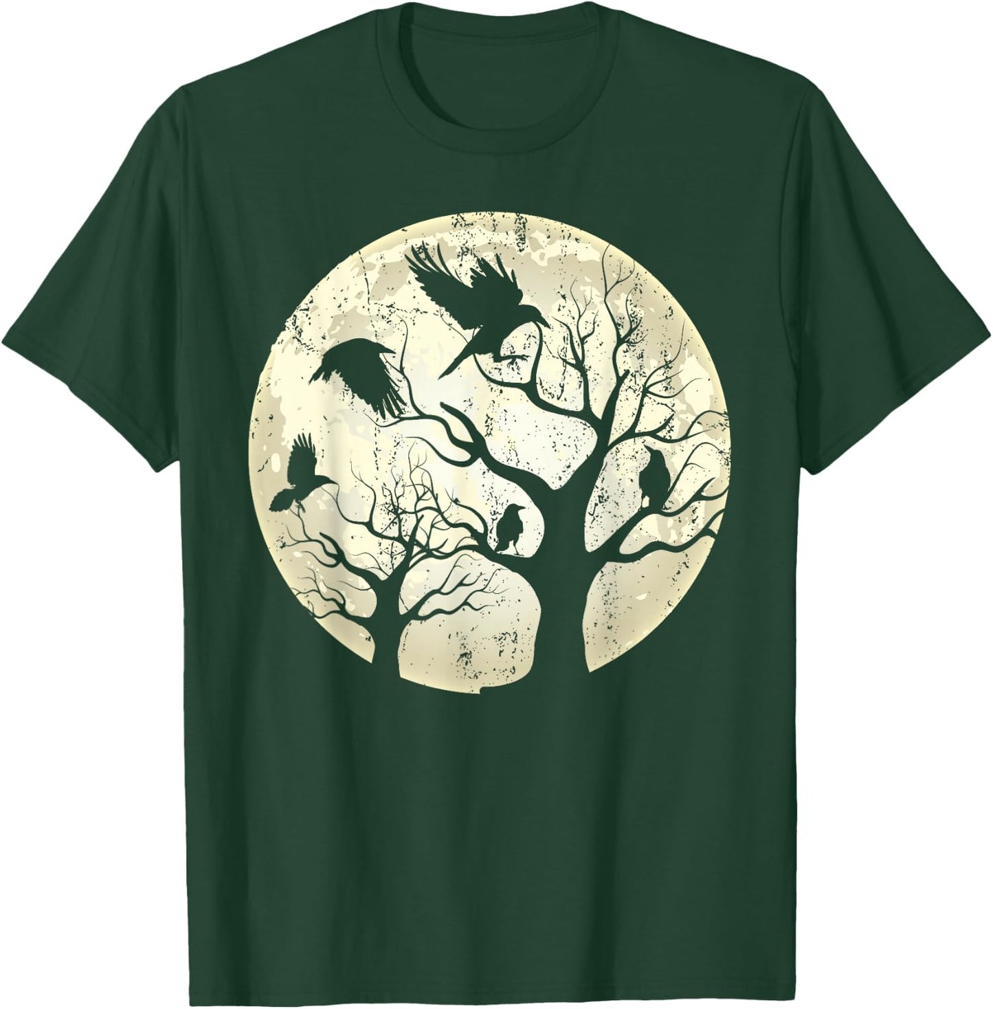 Gothic Animal Forest Bird Raven Creepy Night Moonlight Crow T-Shirt - T-Shirt | Forest