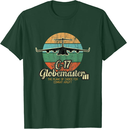 Globemaster III Vintage Sunset Combat Airlift Cargo Airplane T-Shirt - T-Shirt | Forest
