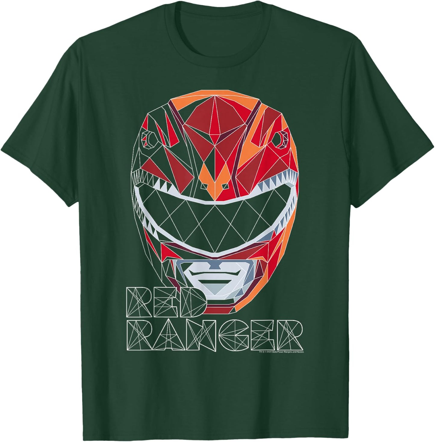 Power Rangers Red Ranger Geometric Helmet Big Face T-Shirt - T-Shirt | Forest