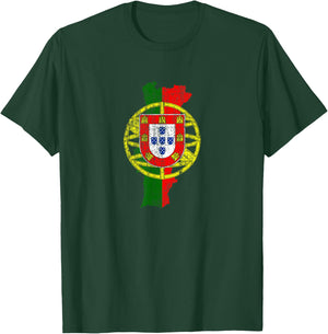 Portuguese Map and Flag Keepsake - Portugal T-Shirt - T-Shirt | Forest