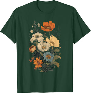 Vintage Flowers Floral Pressed Flower T-Shirt - T-Shirt | Forest