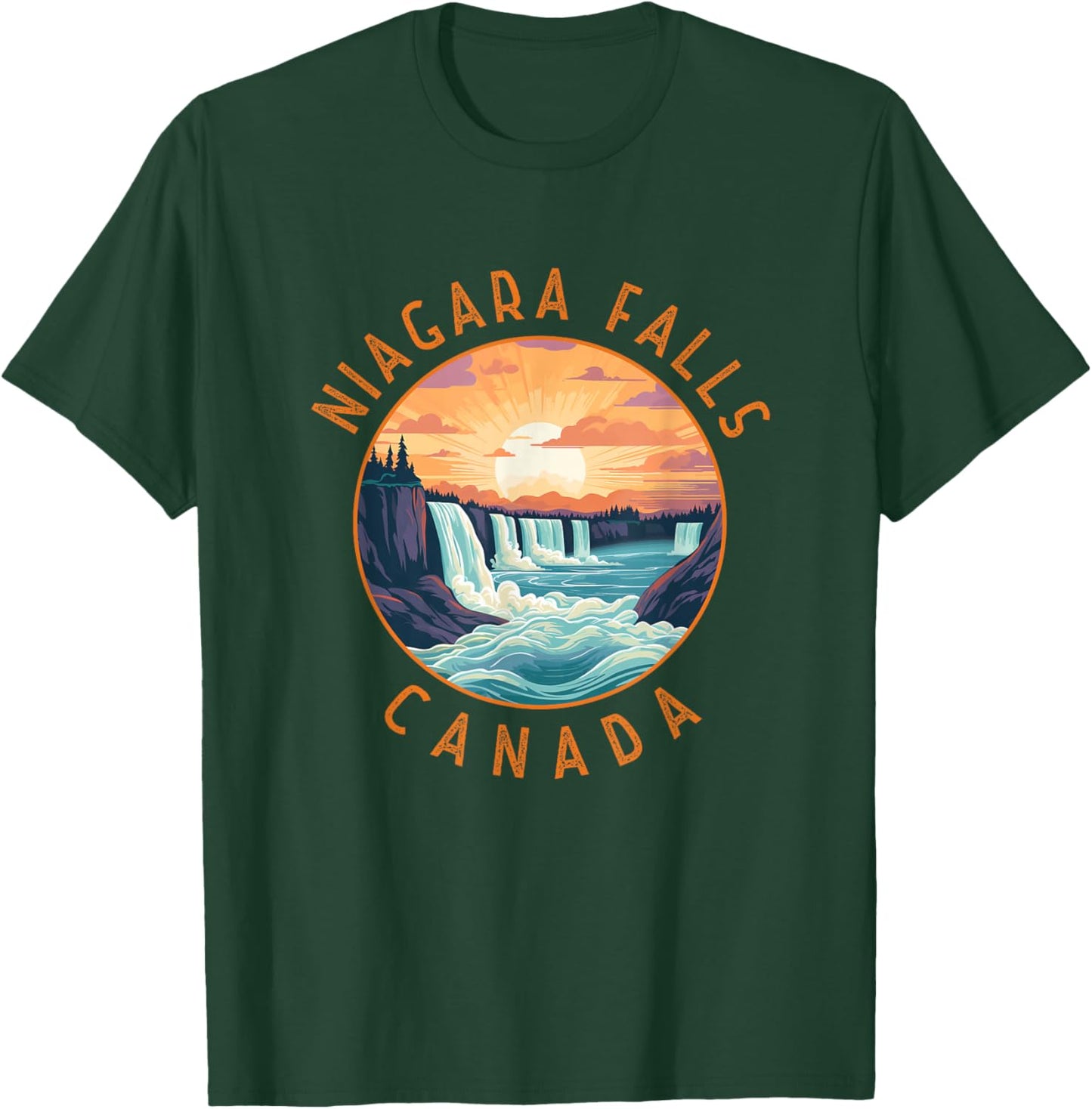 Niagara Falls Canada Retro Distressed Circle Vintage T-Shirt - T-Shirt | Forest