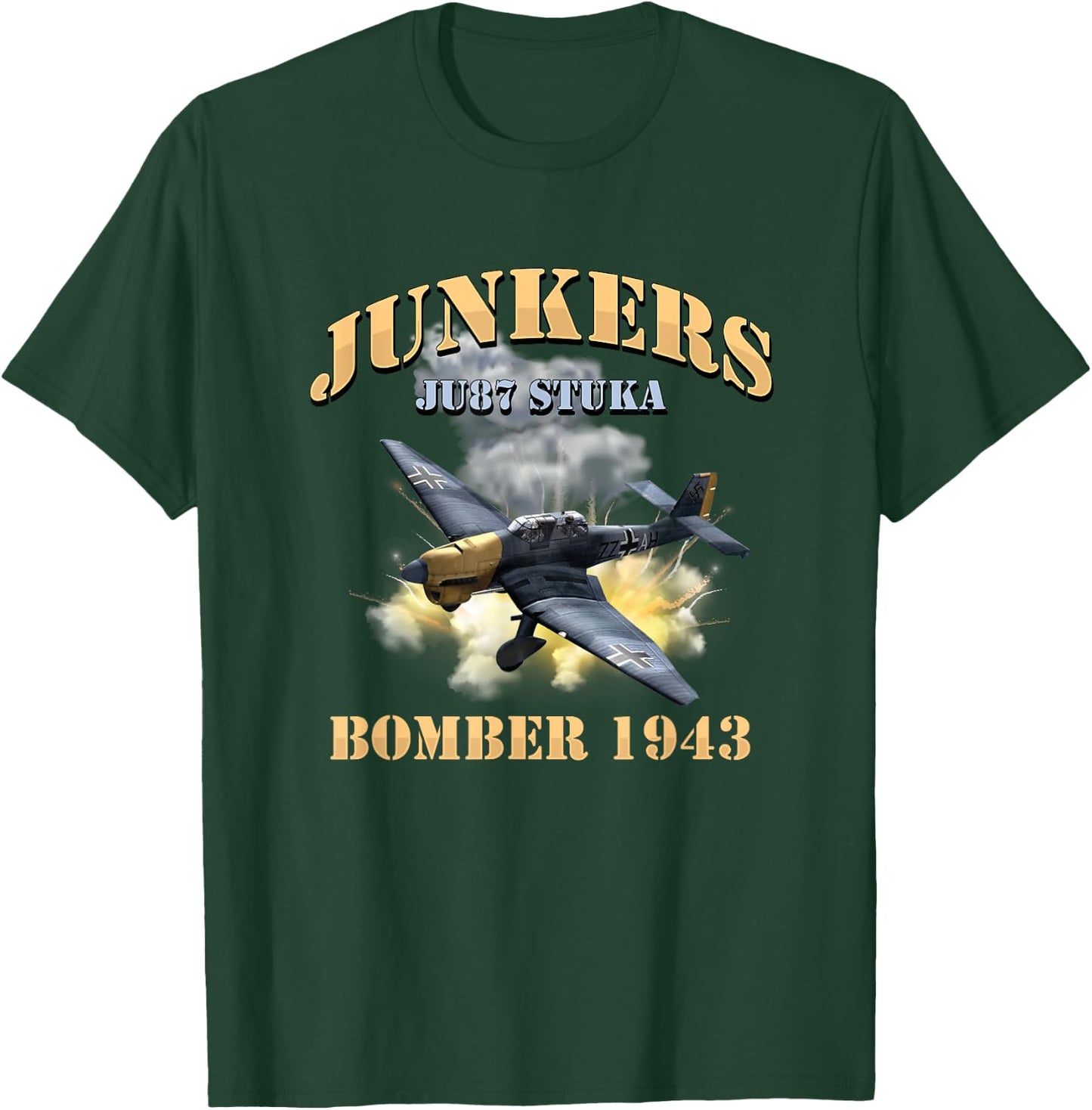 German Ju87 Stuka Vintage WW2 Bomber Veteran Pilot Gift T-Shirt - T-Shirt | Forest