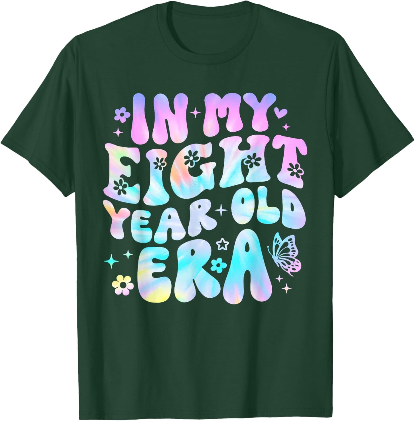 Groovy In My Eight Year Old Era Girl 8th Birthday 8 Yrs Old T-Shirt - T-Shirt | Forest
