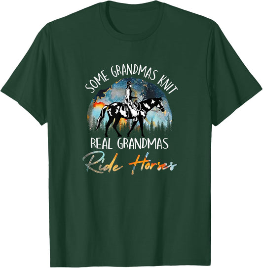 Real Grandmas Ride Horses Grandma Horse Riding Equestrian T-Shirt - T-Shirt | Forest