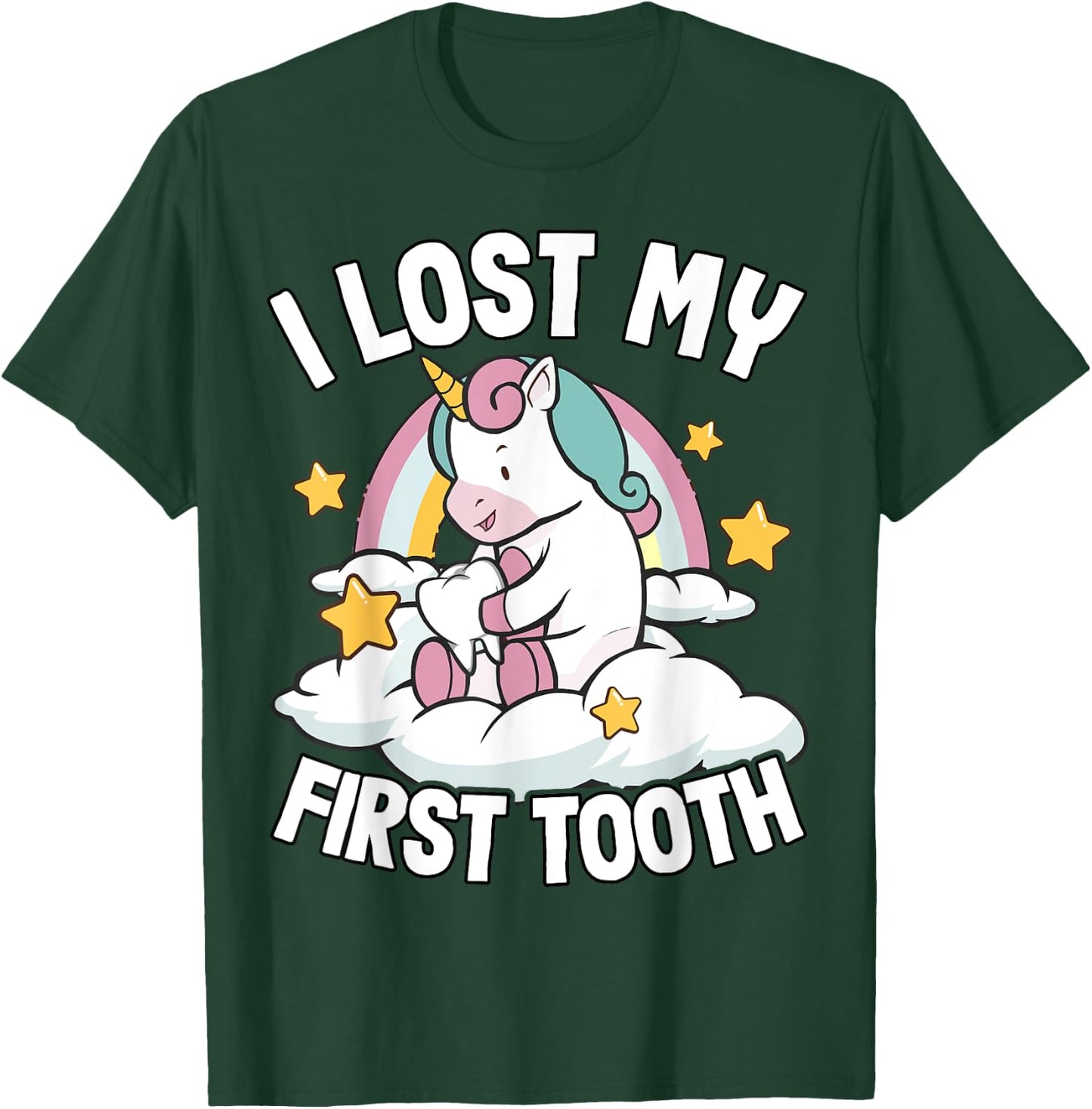 I Lost My First Tooth Girl Tooth Fairy Teeth Out Unicorn T-Shirt - T-Shirt | Forest