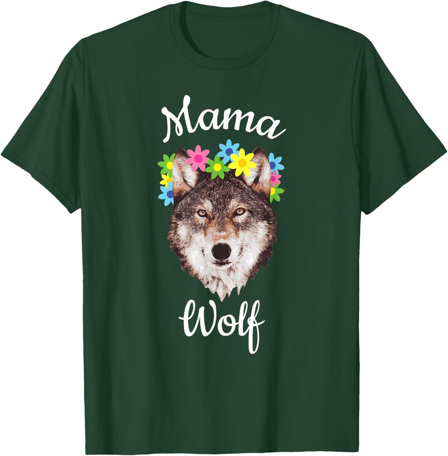 Mama Wolf Loving Flowers Wolf Pack Sweet Gift T-Shirt - T-Shirt | Forest