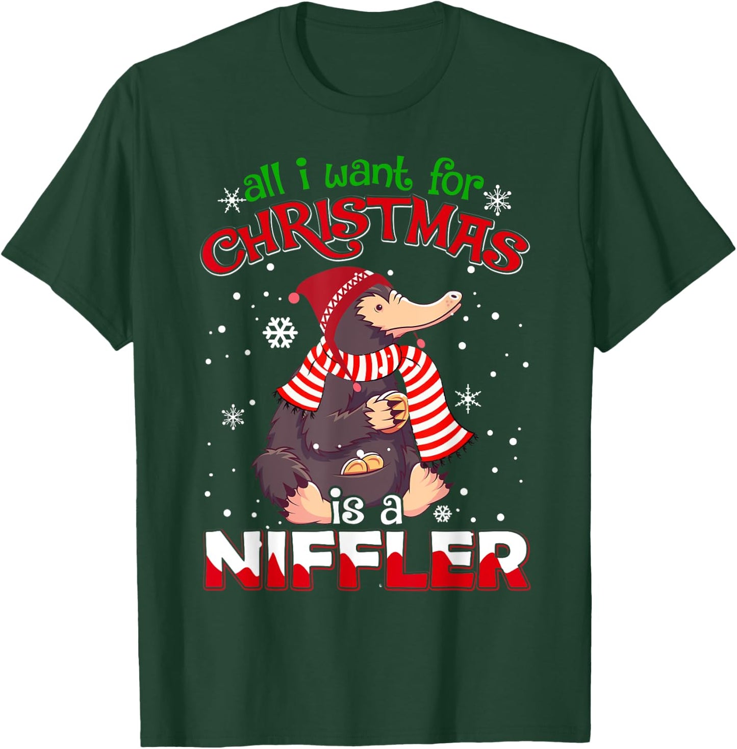 All I Want for Christmas is a Niffler Women Men Kids Xmas T-Shirt - T-Shirt | Forest