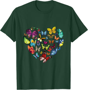 Butterfly Heart Butterflies Lover Lepidopterist Men Women T-Shirt - T-Shirt | Forest