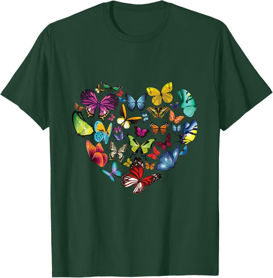 Butterfly Heart Butterflies Lover Lepidopterist Men Women T-Shirt - T-Shirt | Forest