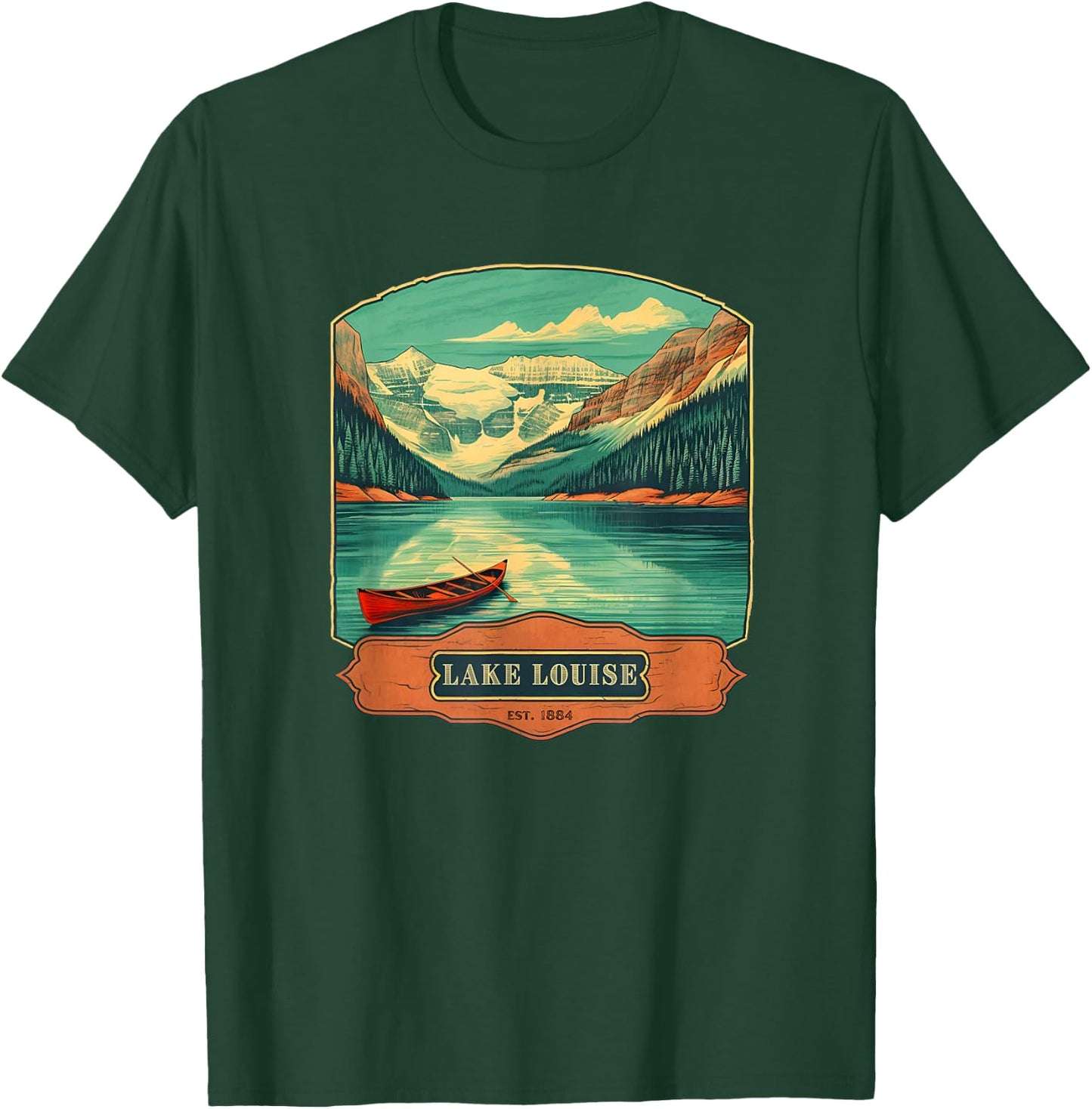 Vintage Style Lake Louise T-Shirt - T-Shirt | Forest