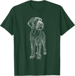 Line Art German Wirehaired Pointer T-Shirt - T-Shirt | Forest