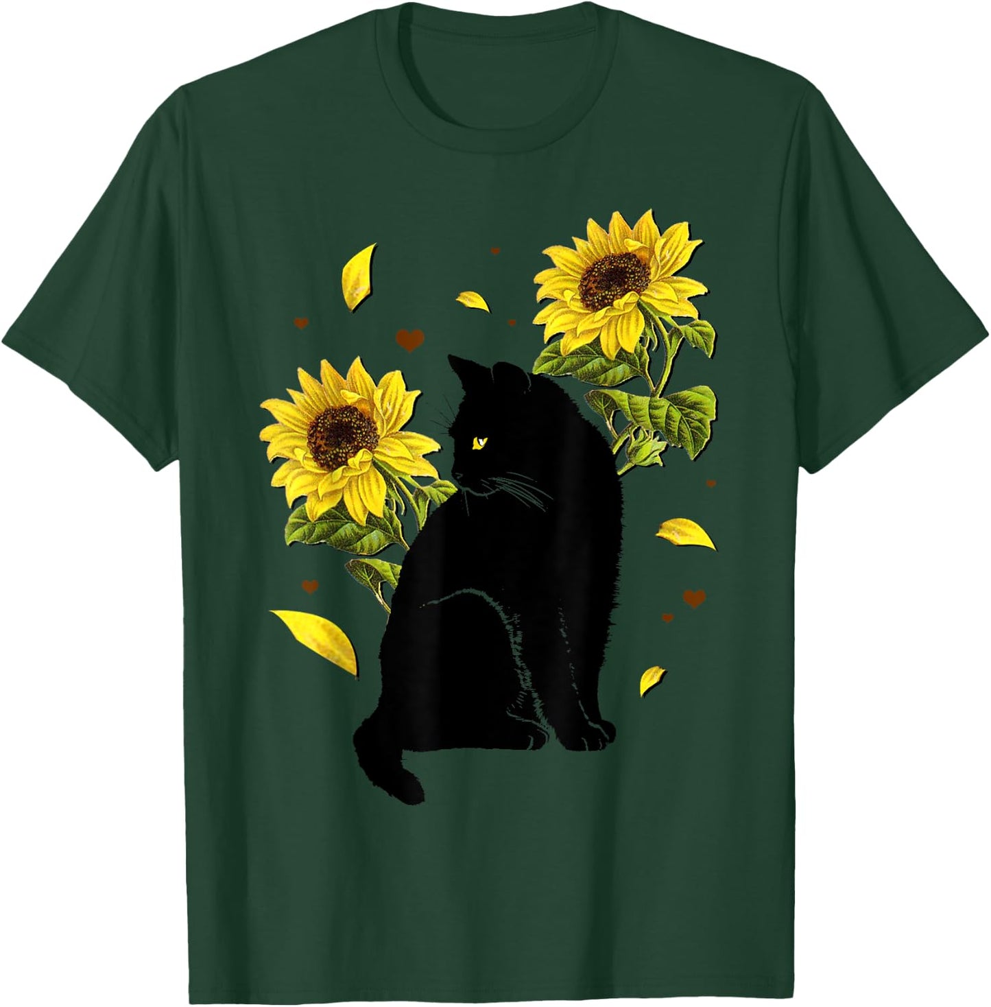 Cat Sunflower Christmas Tree Sun Flower Cat Lover Gift Men Women Kids T-Shirt - T-Shirt | Forest