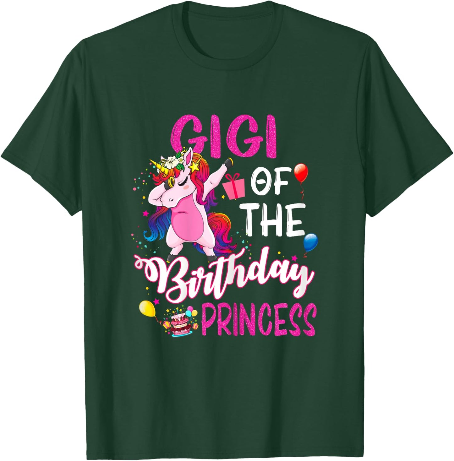 Gigi Of The Birthday Princess Unicorn Girl T-Shirt - T-Shirt | Forest
