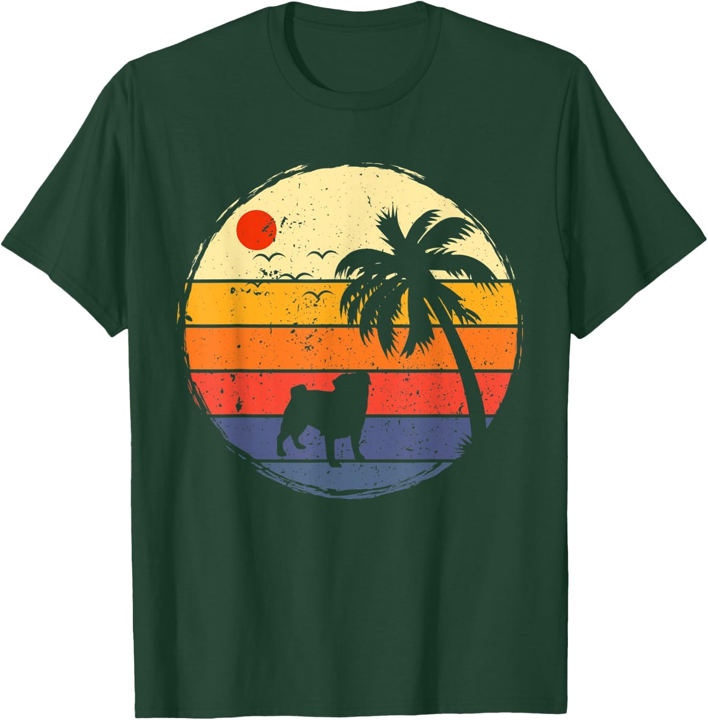 Retro Vintage Style Silhouette Pug Dog Animal Lovers Owners T-Shirt - T-Shirt | Forest