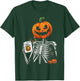 Coffee Drinking Skeleton Pumpkin Halloween Costume Women Men T-Shirt - T-Shirt | Forest