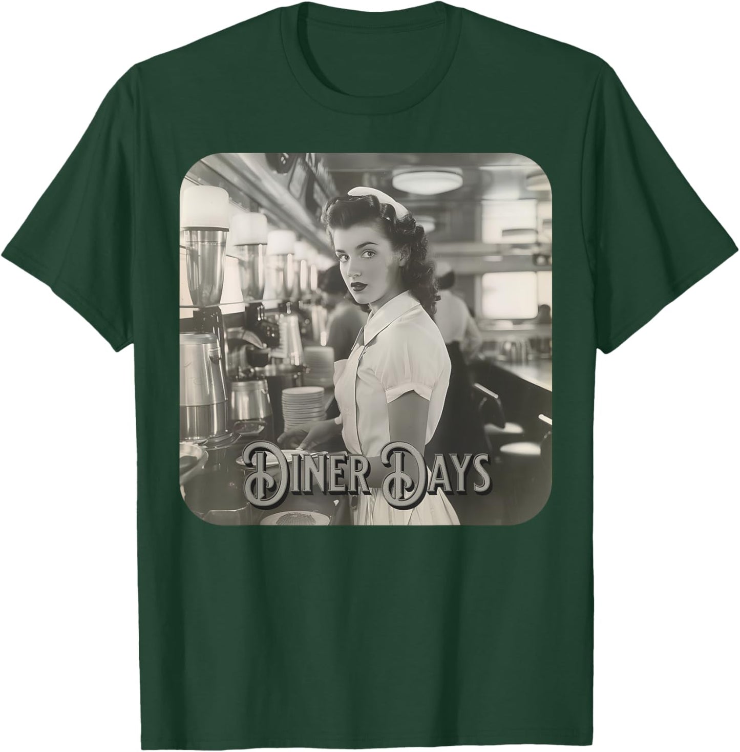 Vintage Diner Days T-Shirt - T-Shirt | Forest