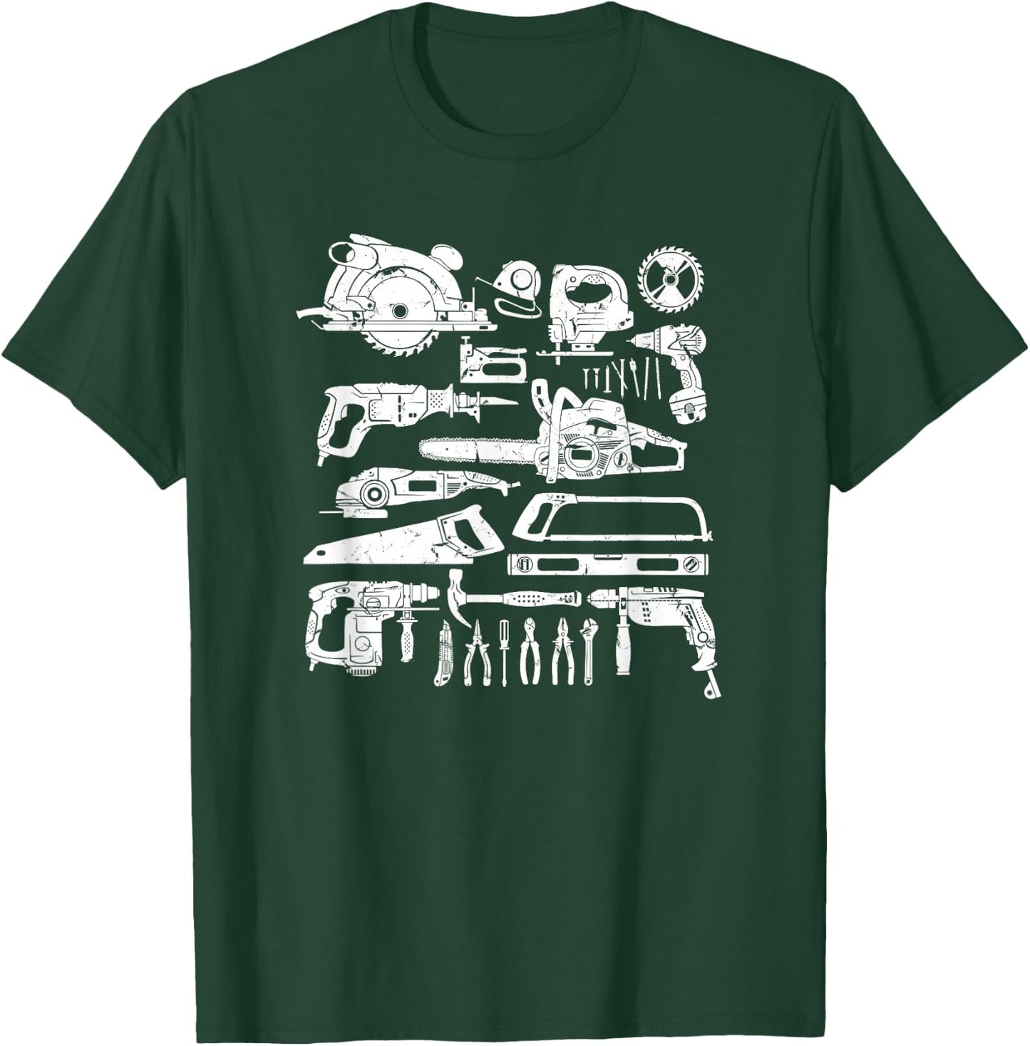 Carpenter Mechanic Hand Power Tool Saw Handyman Woodworker T-Shirt - T-Shirt | Forest