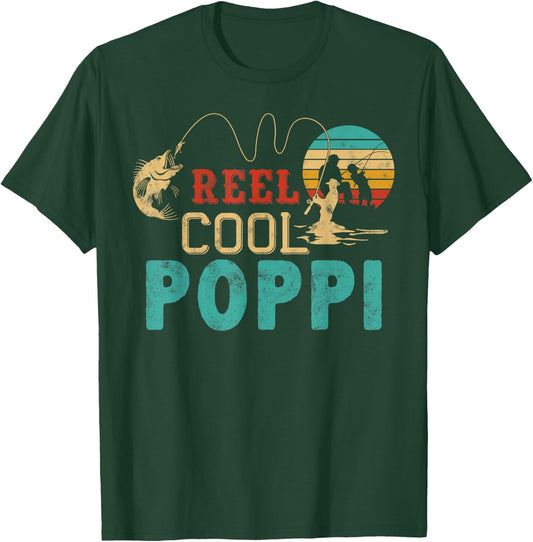 Fishing Reel Cool Poppi Father’s day gift Fisherman Poppi T-Shirt - T-Shirt | Forest