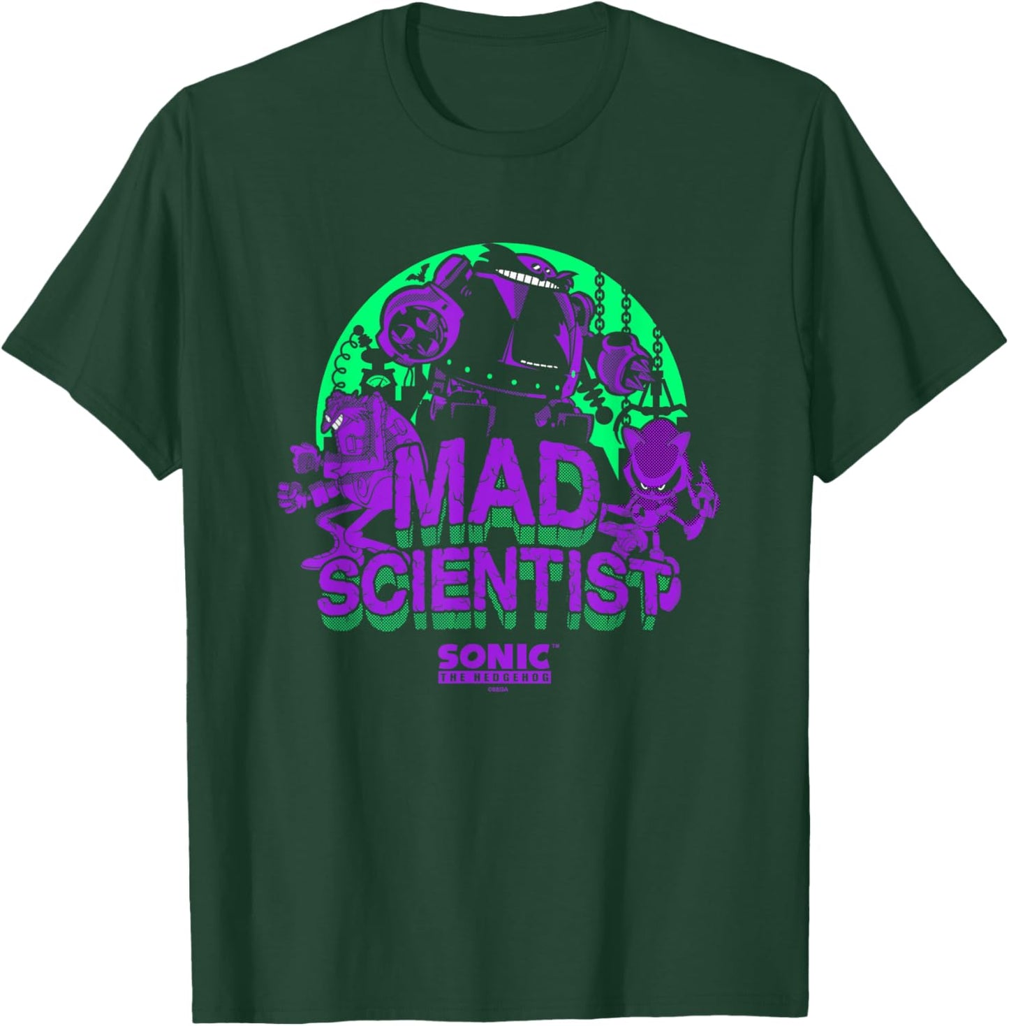 Sonic The Hedgehog Halloween Mad Scientist Eggman Retro Neon T-Shirt - T-Shirt | Forest