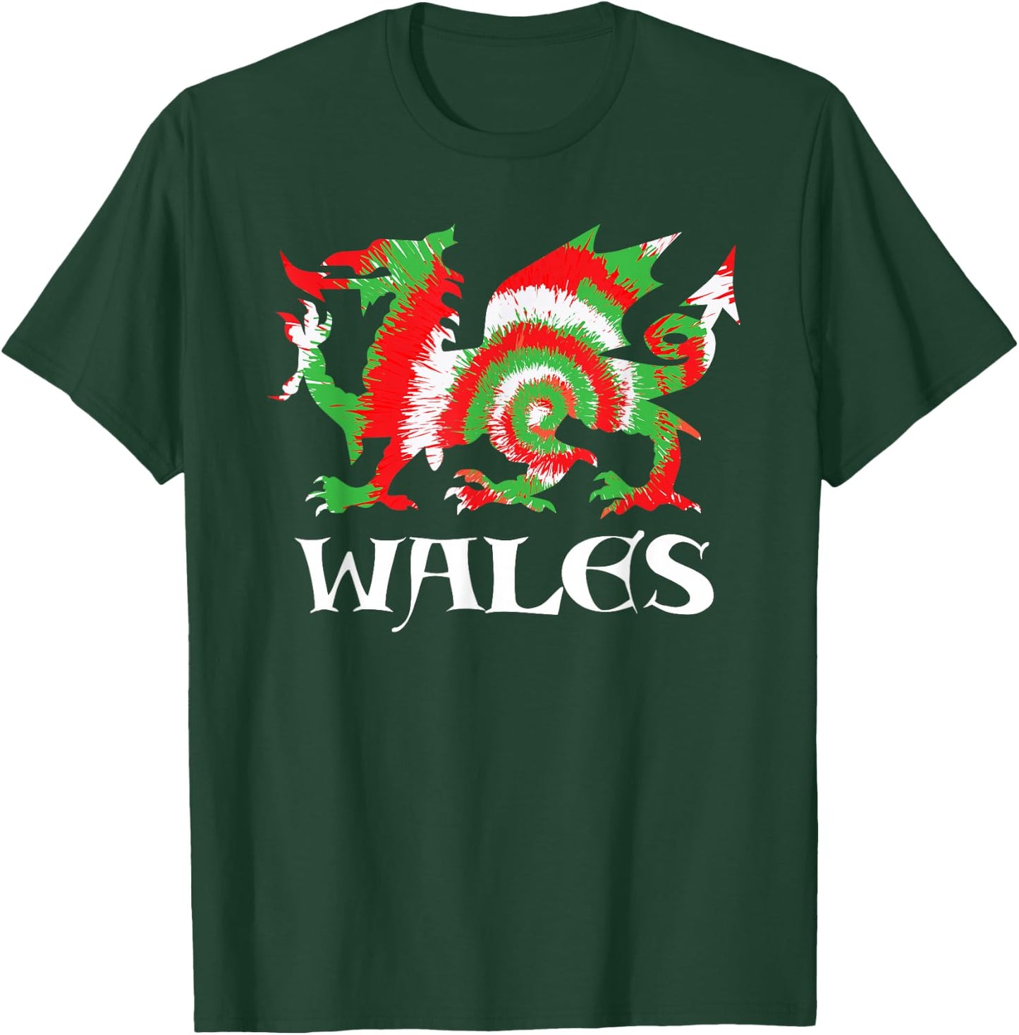 Tie-Dye Flag of Wales CYMRU Welsh Dragon T-Shirt - T-Shirt | Forest