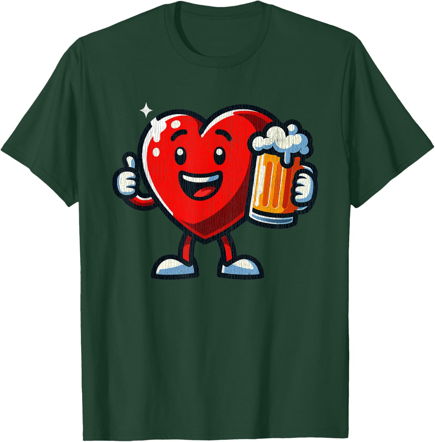 Beer Valentines Hearts Day Funny Lover Men Women T-Shirt - T-Shirt | Forest