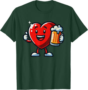 Beer Valentines Hearts Day Funny Lover Men Women T-Shirt - T-Shirt | Forest