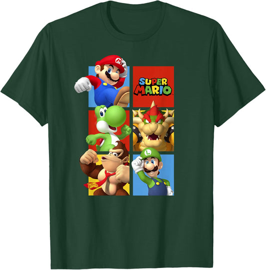 Super Mario Classic Character Box Up T-Shirt - T-Shirt | Forest