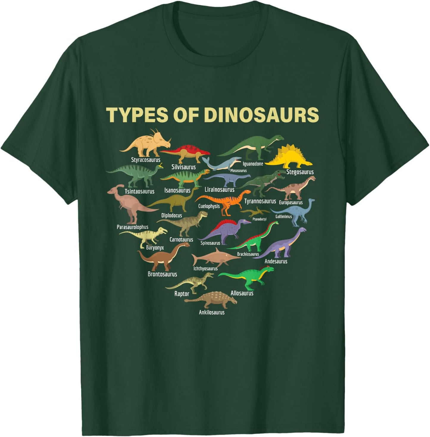 types of Dinosaurs Dino identification kids boys girls women T-Shirt - T-Shirt | Forest