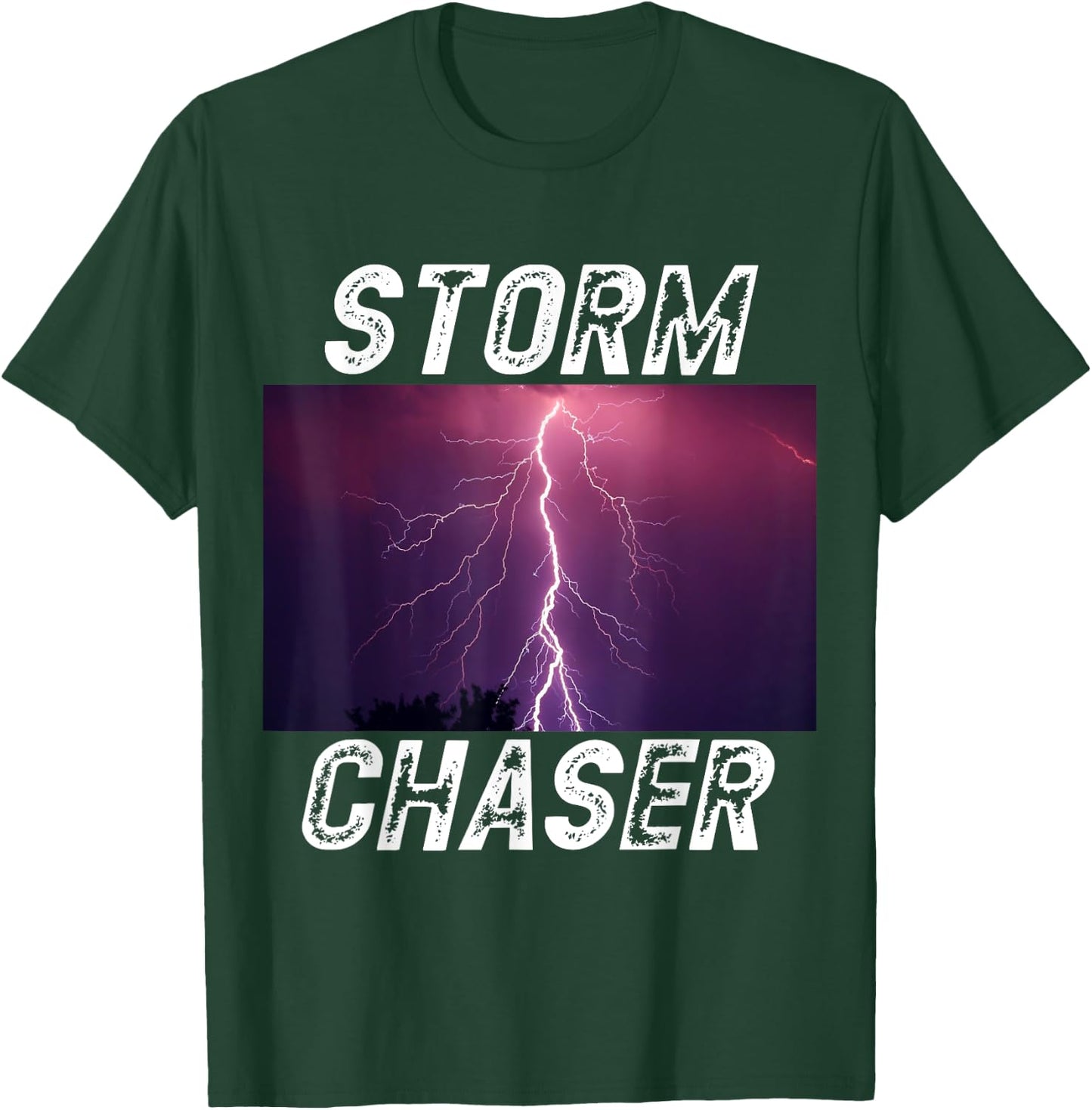 Storm Chaser Lightning Picture Weather Meteorologist T-Shirt - T-Shirt | Forest
