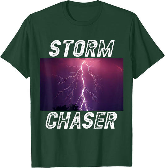 Storm Chaser Lightning Picture Weather Meteorologist T-Shirt - T-Shirt | Forest