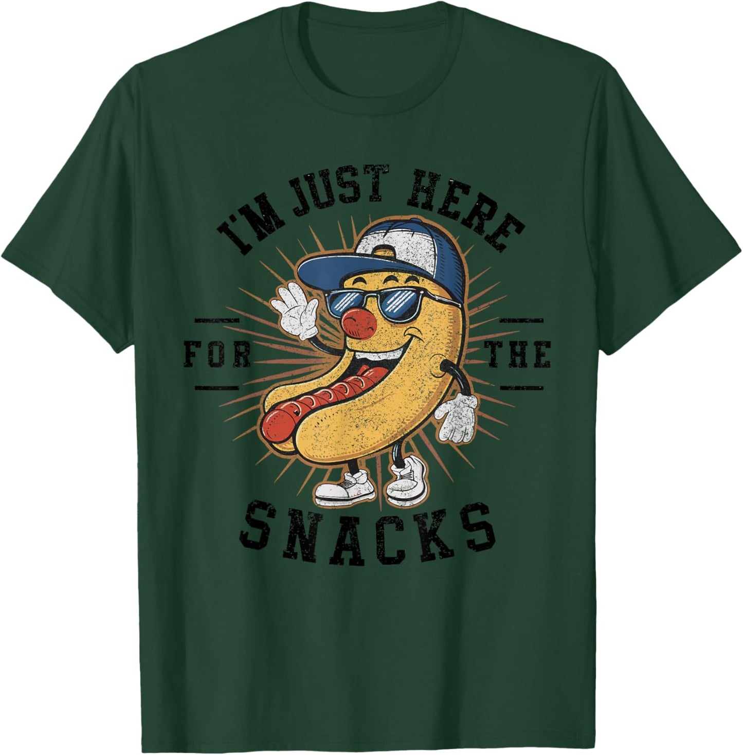 Funny I'm Just Here For The Snacks Football T-Shirt - T-Shirt | Forest