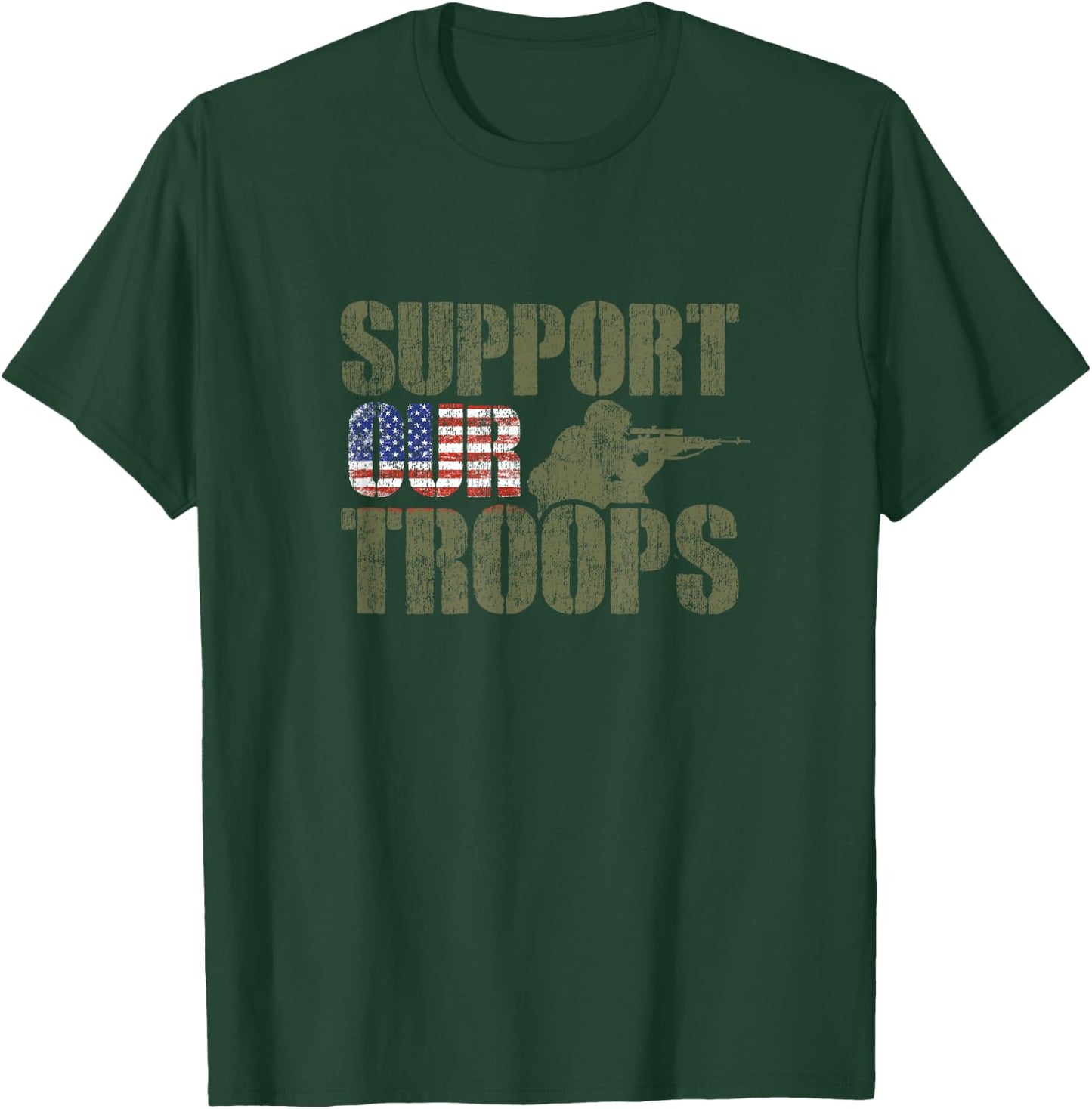 Vintage US Military Support Our Troops American Flag T-Shirt - T-Shirt | Forest