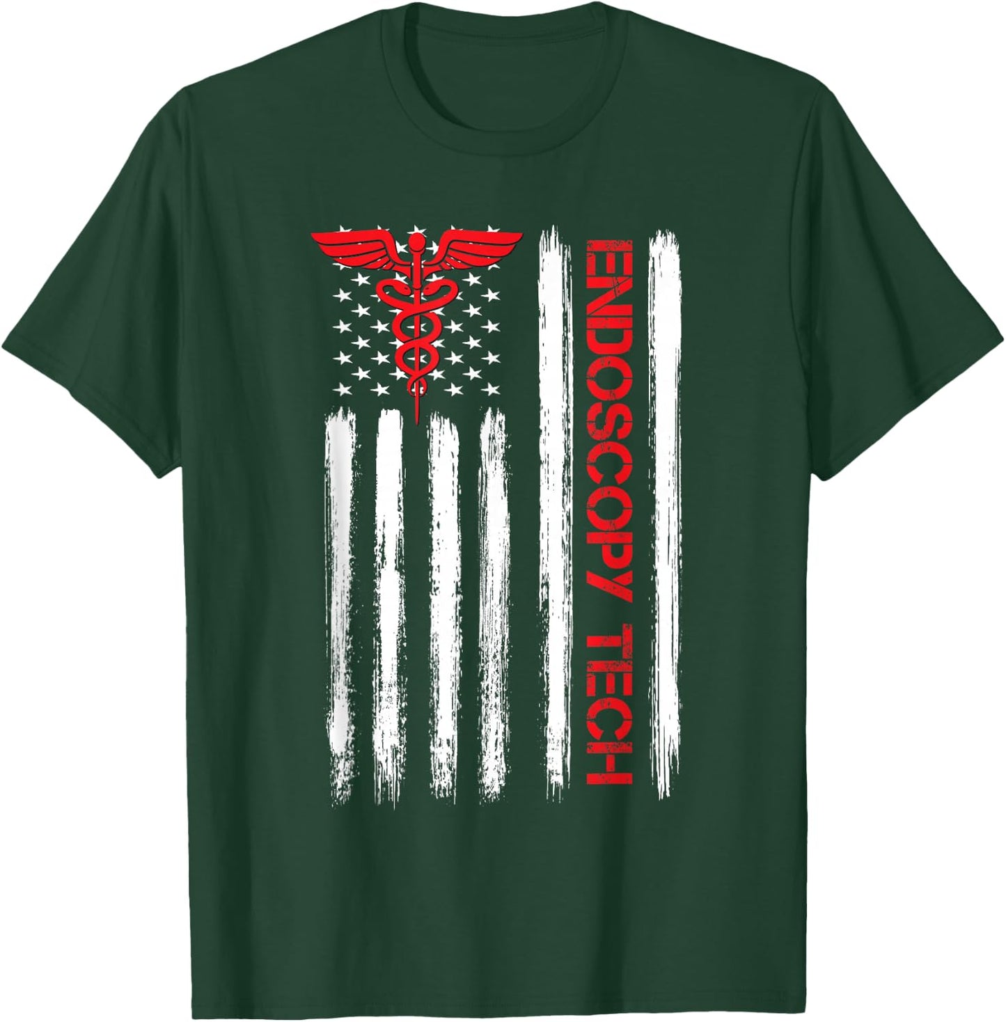 US Flag Endoscopy Tech Technologist Gastroenterologist GI T-Shirt - T-Shirt | Forest