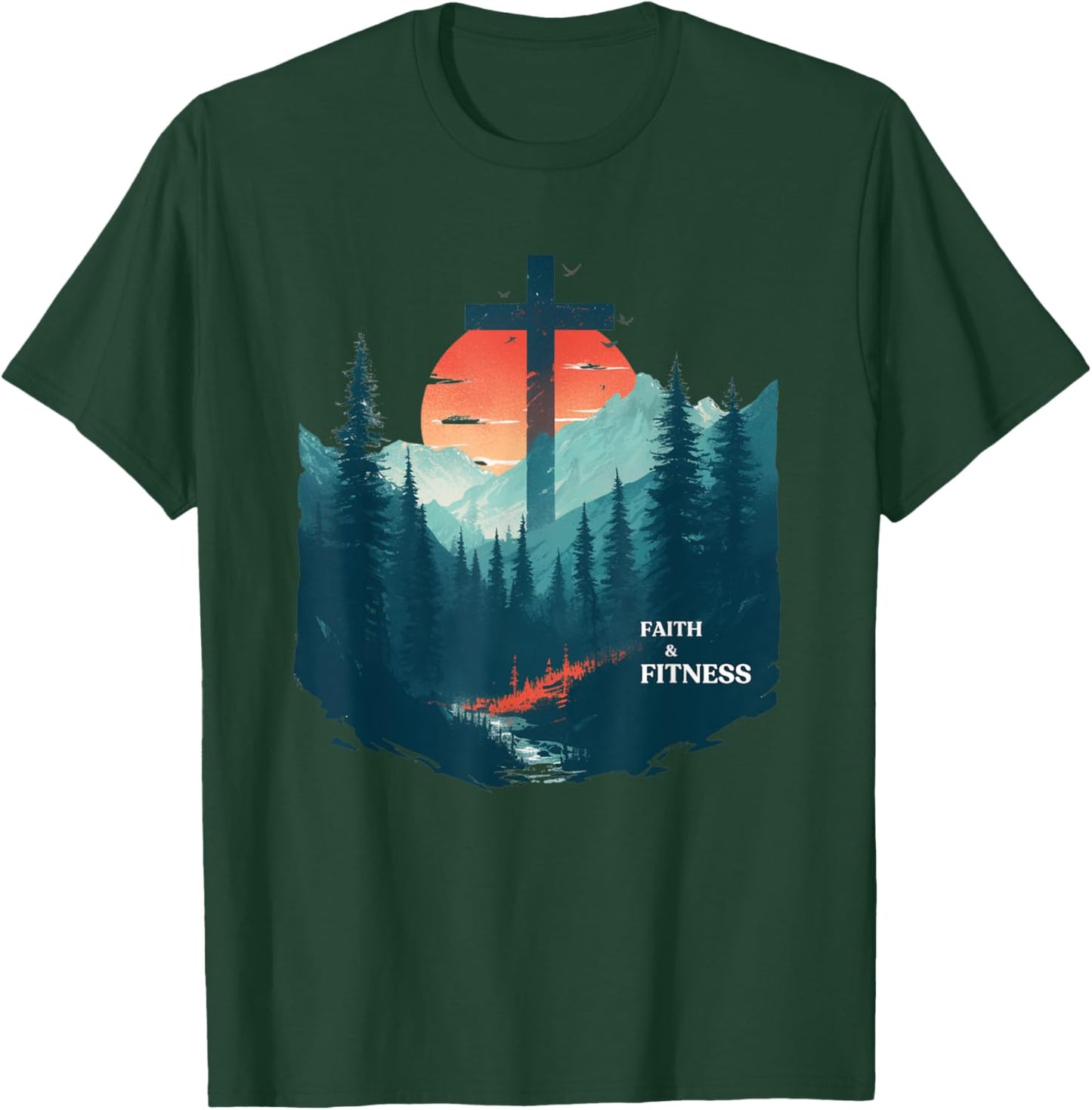 Faith & Fitness Christian - Workout Motivation Gym Apparel T-Shirt - T-Shirt | Forest