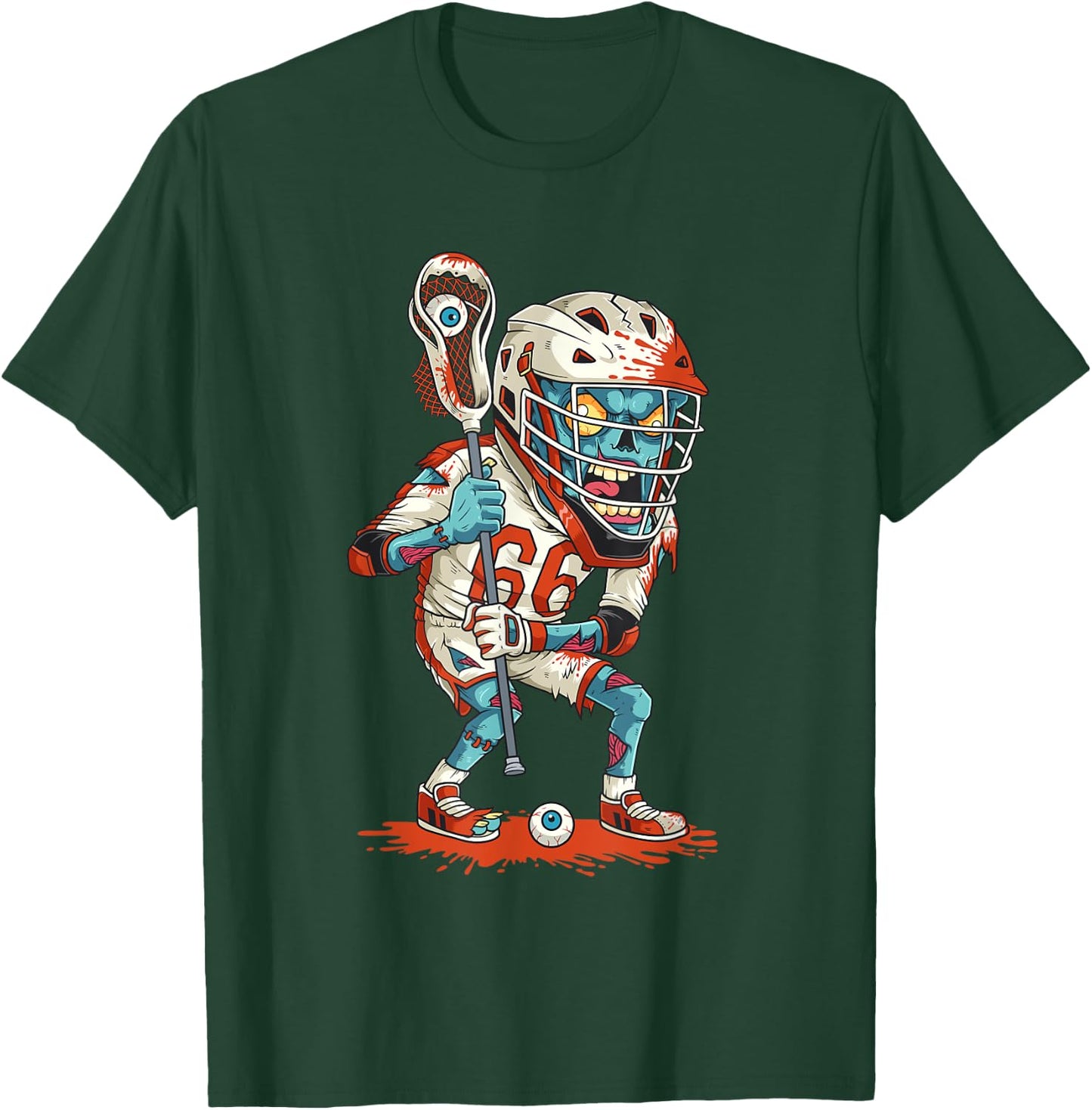 Funny Lacrosse Zombie Player Lax Lazy Halloween Costume Gift T-Shirt - T-Shirt | Forest