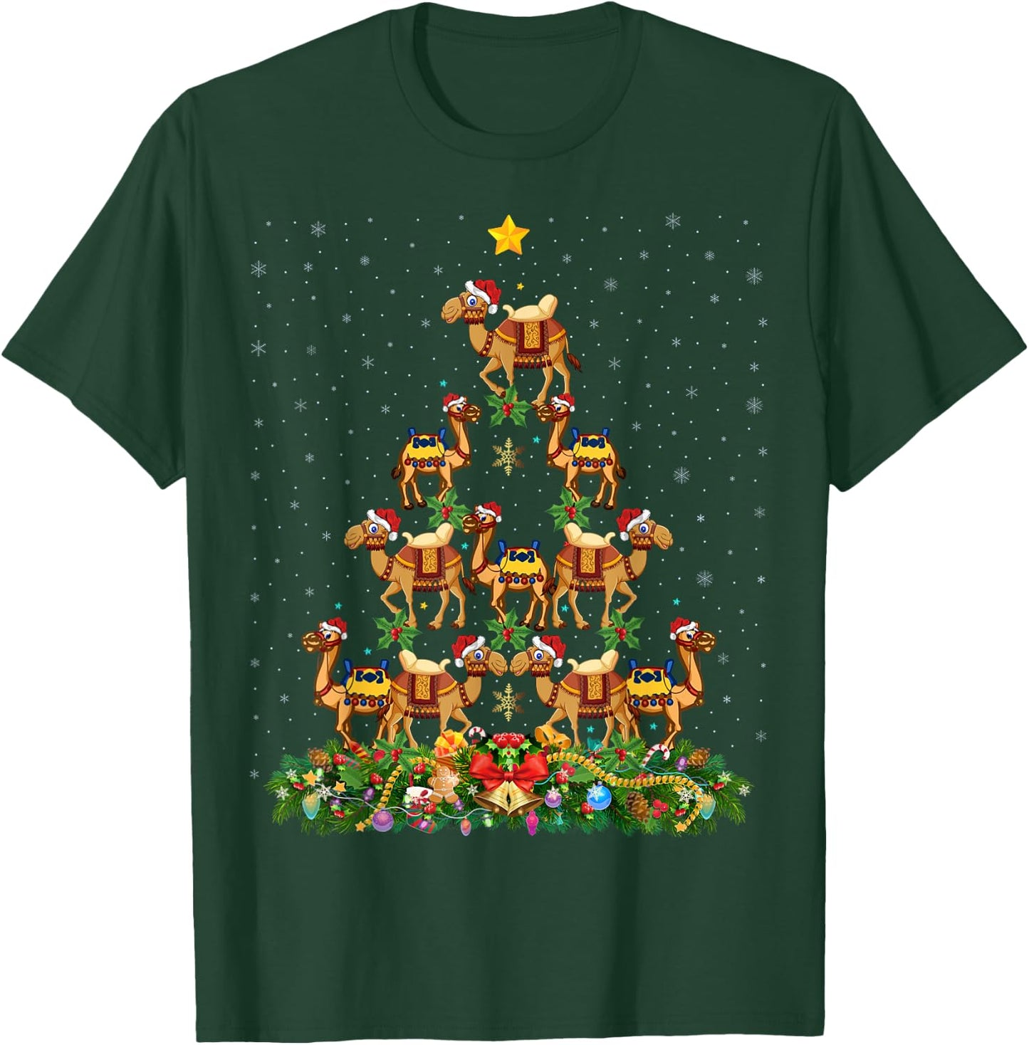 Camel Christmas Tree Gift Funny Christmas Camel T-Shirt - T-Shirt | Forest