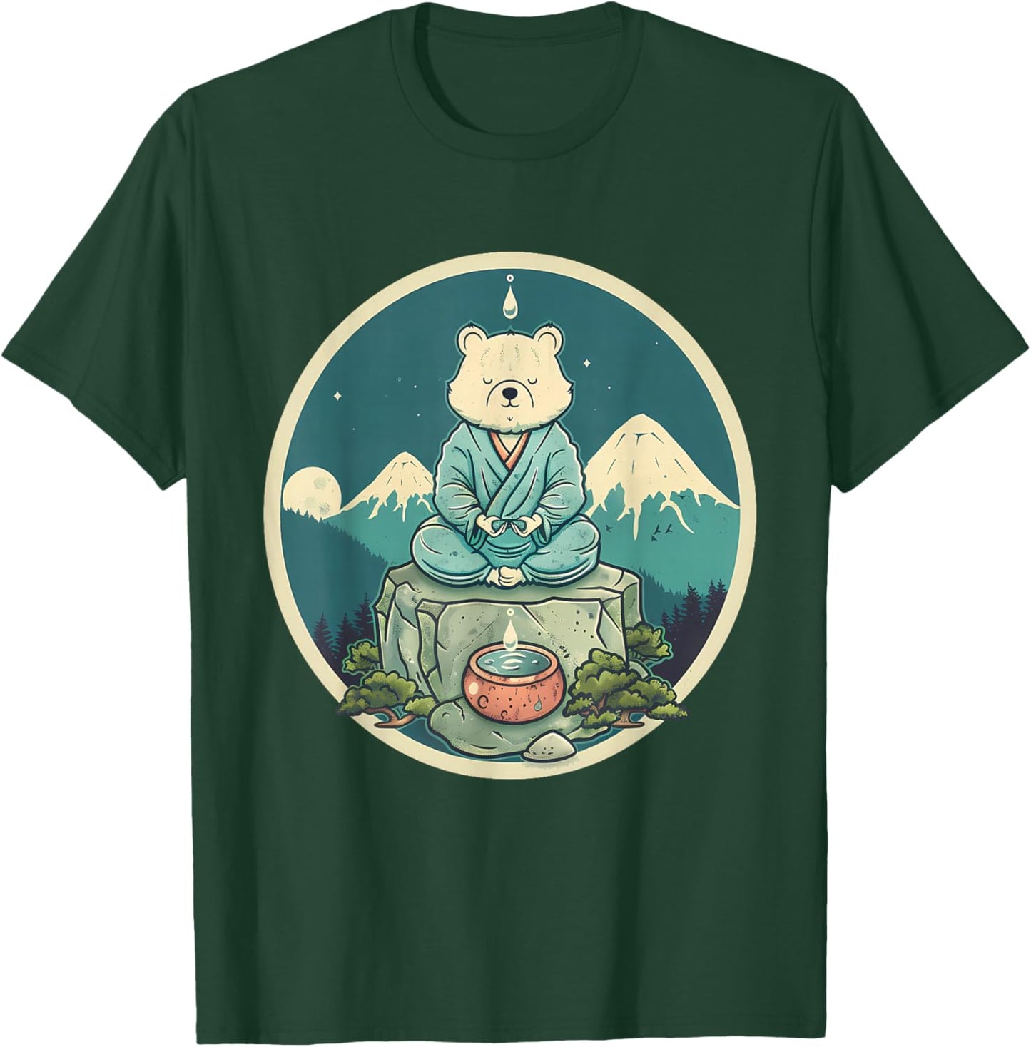 Meditation Bear Hindu Mountain Yoga Buddhist Zen Buddha T-Shirt - T-Shirt | Forest