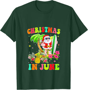 Christmas In June Funny Santa Flamingo Summer Vacation Women Kids T-Shirt - T-Shirt | Forest