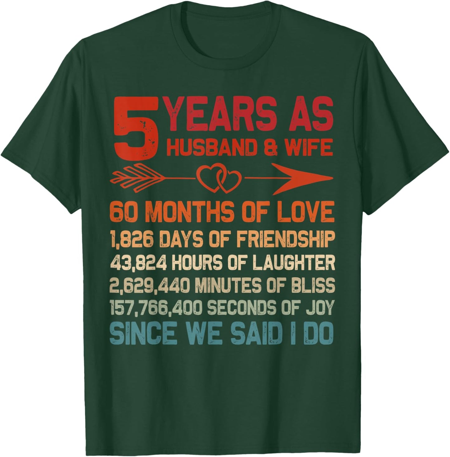 5 Years as Husband & Wife 5th Anniversary Gift Couple T-Shirt - T-Shirt | Forest