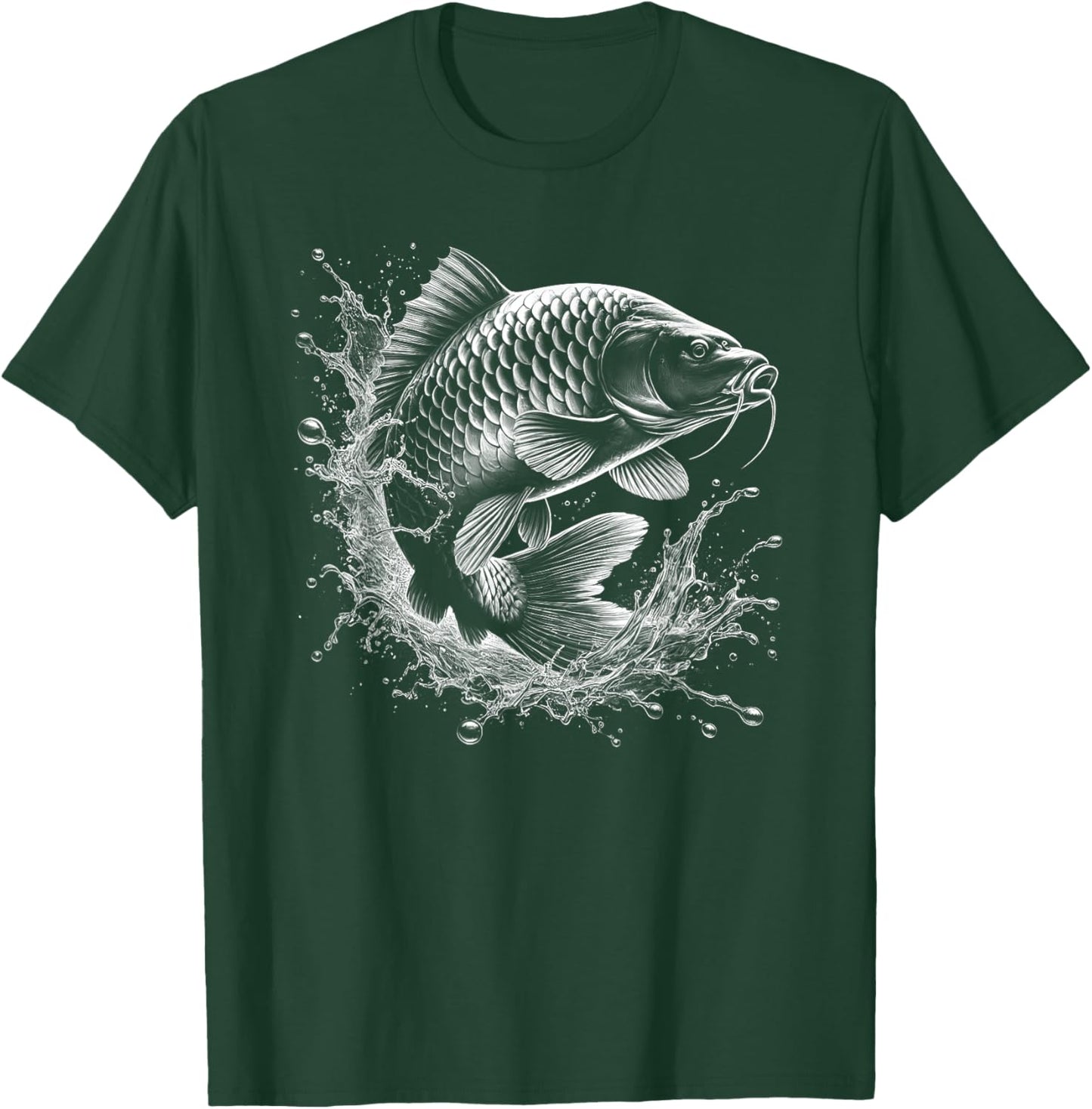 Carp Jumping Out of the Water - Fish Design for Fishermen T-Shirt - T-Shirt | Forest