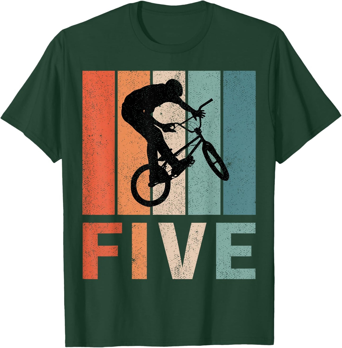 5th Birthday Retro BMX Bicycle Bike Boys Kids 5 Years Old T-Shirt - T-Shirt | Forest